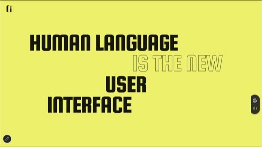 Full yellow slide "HUMAN LANGUAGE IS THE NEW USER INTERFACE"