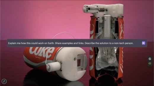 Coke-can dispenser prototype with prompt: explain how this works on Earth to a non-tech person