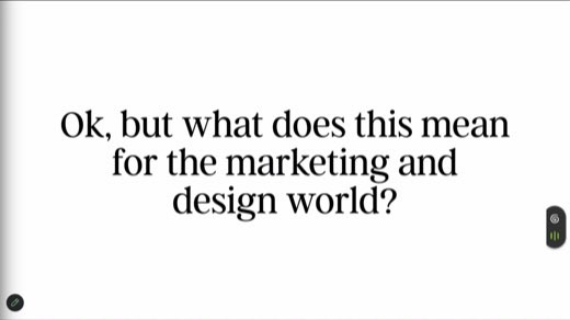 Transition slide: "Ok, but what does this mean for the marketing and design world?"