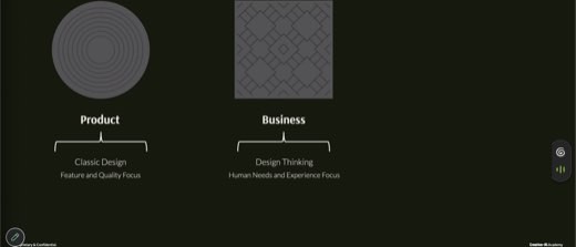 "Product" Classic Design feature-quality focus vs "Business" Design Thinking human-needs focus comparison