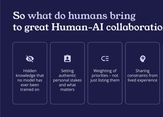 Corrix slide "So what do humans bring to great Human-AI collaboration?" listing five human contributions