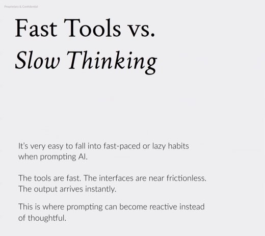 "Fast Tools vs. Slow Thinking": "Don't Rush to Outputs", "Volume ≠ Depth", "Speed Can't Replace Direction"