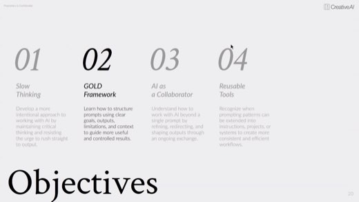 "Objectives" slide with 02 "GOLD Framework" highlighted as next section