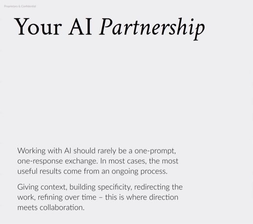 "Your AI Partnership": ongoing exchange, context, redirecting, refining; black-and-white photo of children