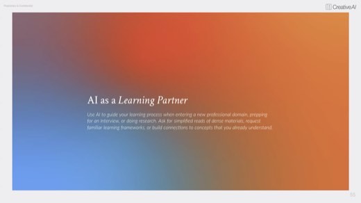 "AI as a Learning Partner" gradient divider: guide learning, simplified reads, familiar frameworks
