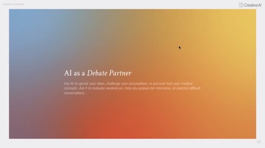 "AI as a Debate Partner" gradient divider: challenge assumptions, pressure-test concepts, interview prep