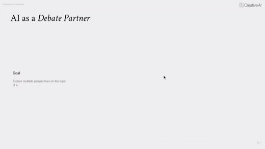 "AI as a Debate Partner" build: Goal, explore multiple perspectives on topic x