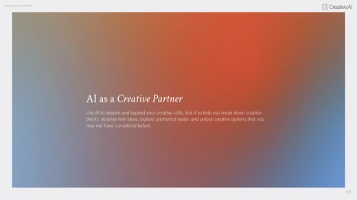 "AI as a Creative Partner" gradient section title, break creative blocks, explore uncharted water