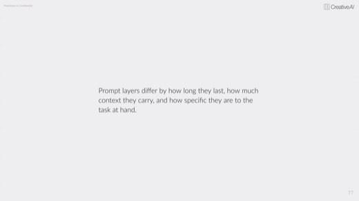 Text slide: prompt layers differ by duration, context carried, and task specificity