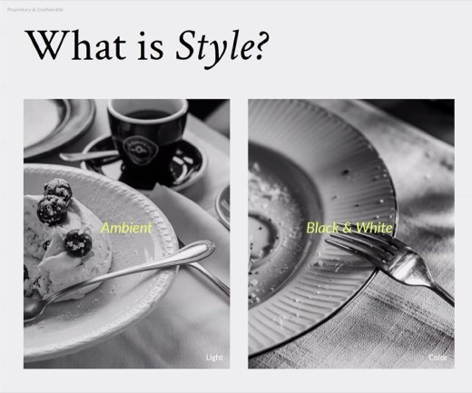 Slide "What is Style?" with annotated black-and-white table setting photos