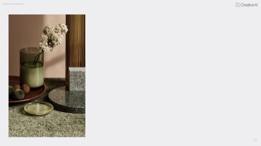 Still life of vase and granite on left, blank right, lighting comparison setup