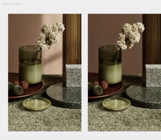 Two still life variants side by side comparing lighting language results
