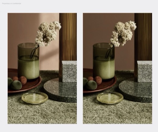Three still life lighting variants side by side: diffused, ambient, third version
