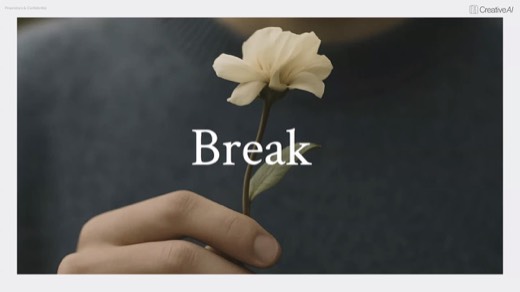 "Break" slide over photo of a hand holding a white flower