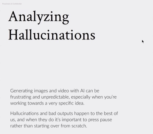 Slide "Analyzing Hallucinations": press pause rather than starting over from scratch