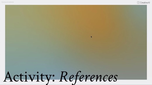 Section slide "Activity: References" over orange-blue gradient