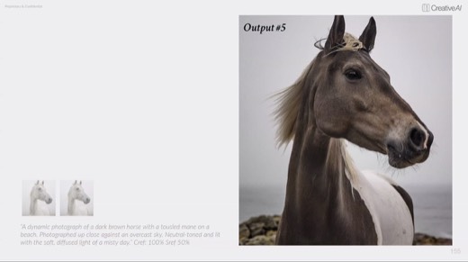 "Output #5": brown horse with unexpected white chest patch