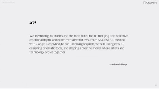 Quote slide from Primordial Soup on ANCESTRA, Google DeepMind, building new IP