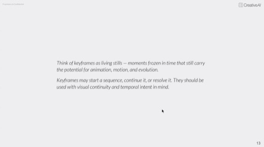 Slide: keyframes as living stills, start, continue, or resolve a sequence