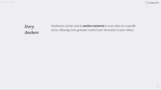 Slide "Story Anchors": keyframes anchor moments to specific scenes, page 16