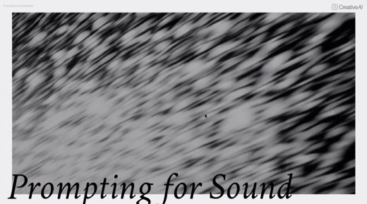"Prompting for Sound" title slide, full screen, blurred monochrome feather texture background