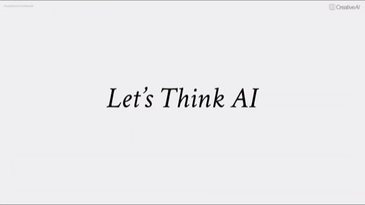 A minimal title slide reading "Let's Think AI" on a light gray background.