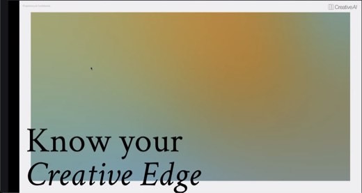 Title slide reading "Know your Creative Edge" over an orange and teal gradient background.