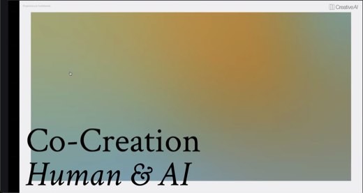 A title slide reading "Co-Creation, Human & AI" over an orange-to-teal gradient background.