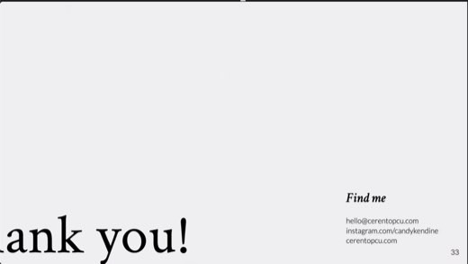 Closing "Thank you!" slide with the guest speaker's contact email and Instagram handle.