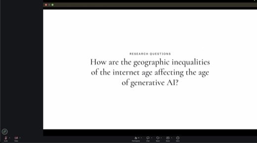 ⭐ Slide: research question: "How are the geographic inequalities of the internet age affecting the age of generative AI?"