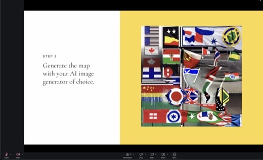 Step 3: generate the map with your AI image generator of choice (the flags grid rendered, flags melting into each other).