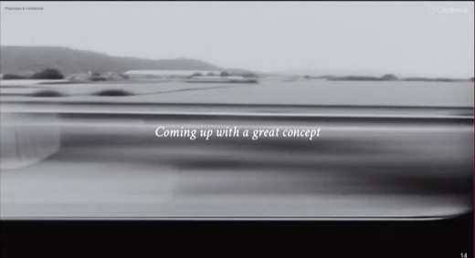 'Coming up with a great concept' over the motion-blur road image.