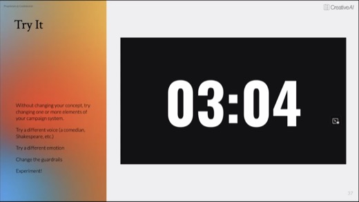 The Try It exercise, countdown timer running.