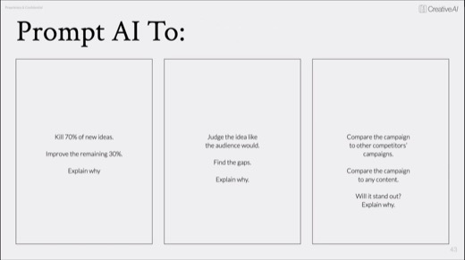 The three judge prompts: kill 70 percent, judge like the audience, compare against ALL content.