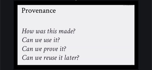 Same "Provenance" slide, captured 4 seconds later.